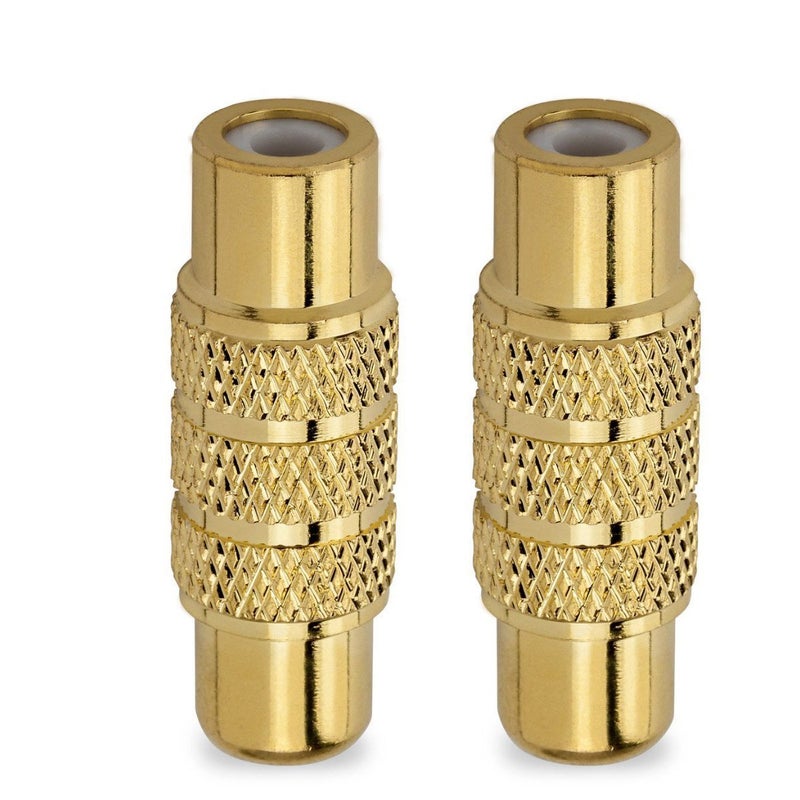 HTTX Premium Female to Female RCA Connector A/V Joiner Video and Audio Coupler Metal Adapter Component Gold Plated (2-Pack) - Image 1